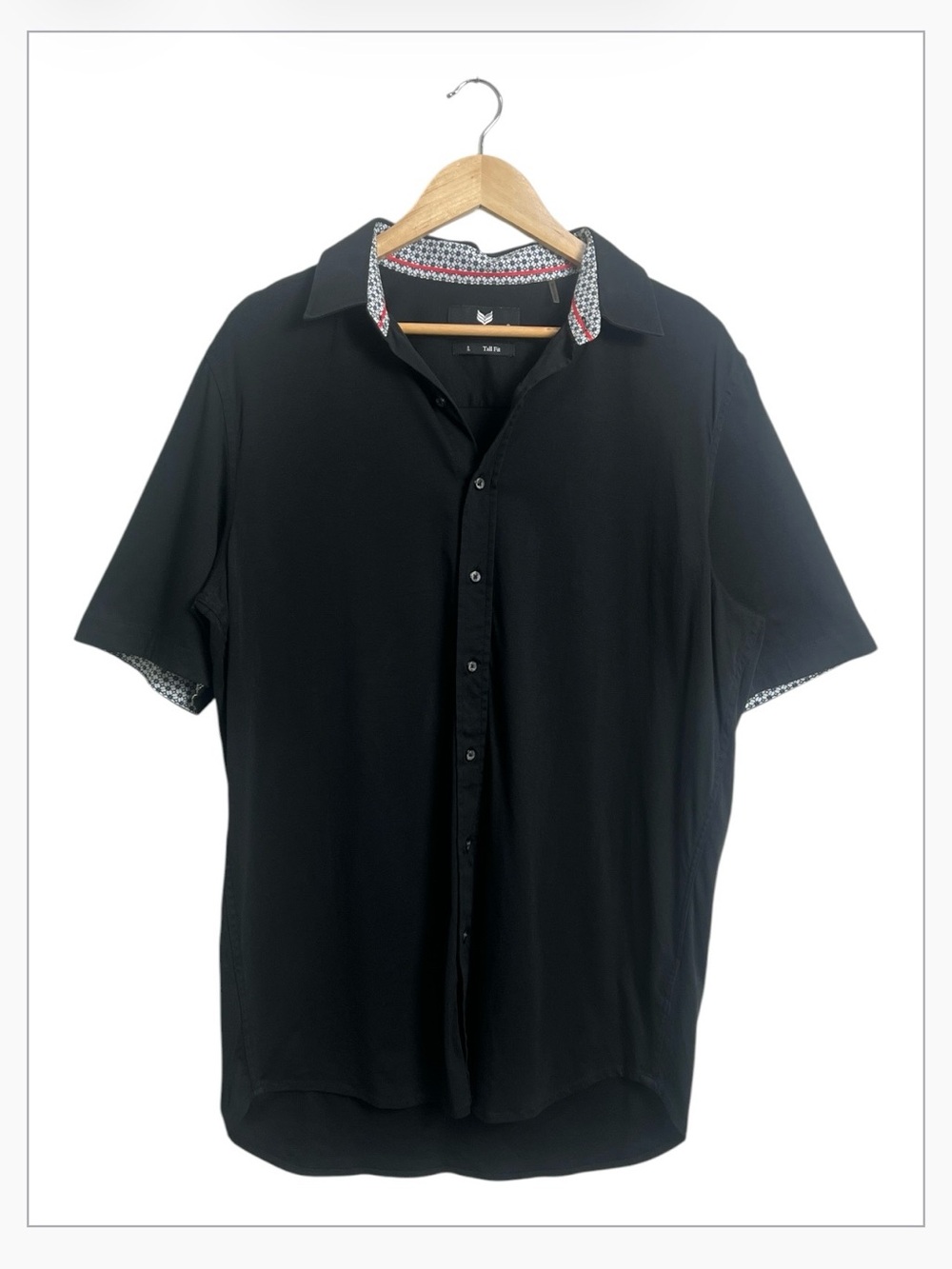 Buttercloth Men’s Black Short Sleeve Button Down Shirt Tall Fit L